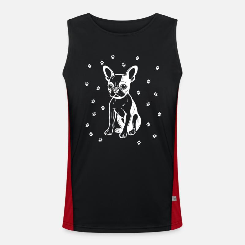 Boston Terrier mit kleinen Pfoten Funktionelles Kontrast-Tank Top für Männer 