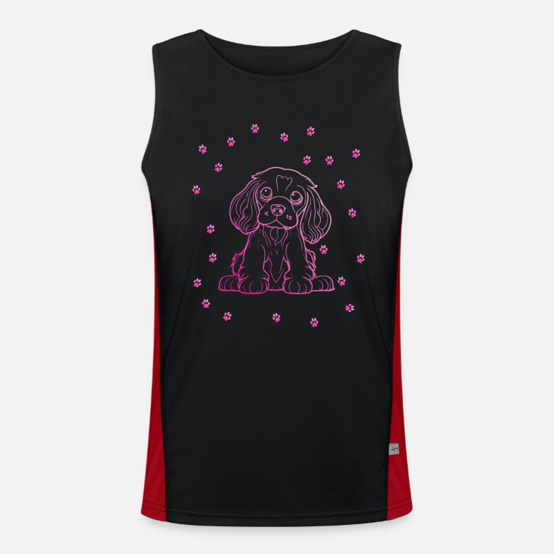 Cocker Spaniel mit kleinen Pfoten Funktionelles Kontrast-Tank Top für Männer 