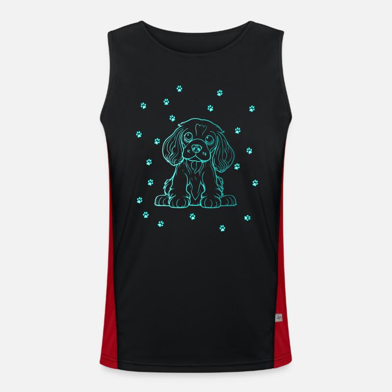 Cocker Spaniel mit kleinen Pfoten Funktionelles Kontrast-Tank Top für Männer 
