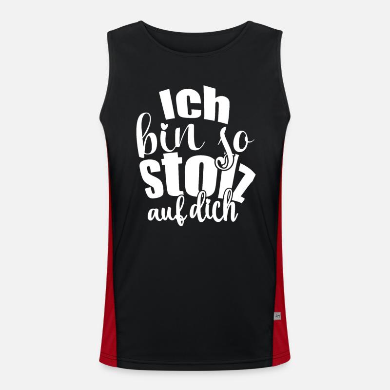 Ich bin so stolz auf dich Spruch Anerkennung Funktionelles Kontrast-Tank Top für Männer 