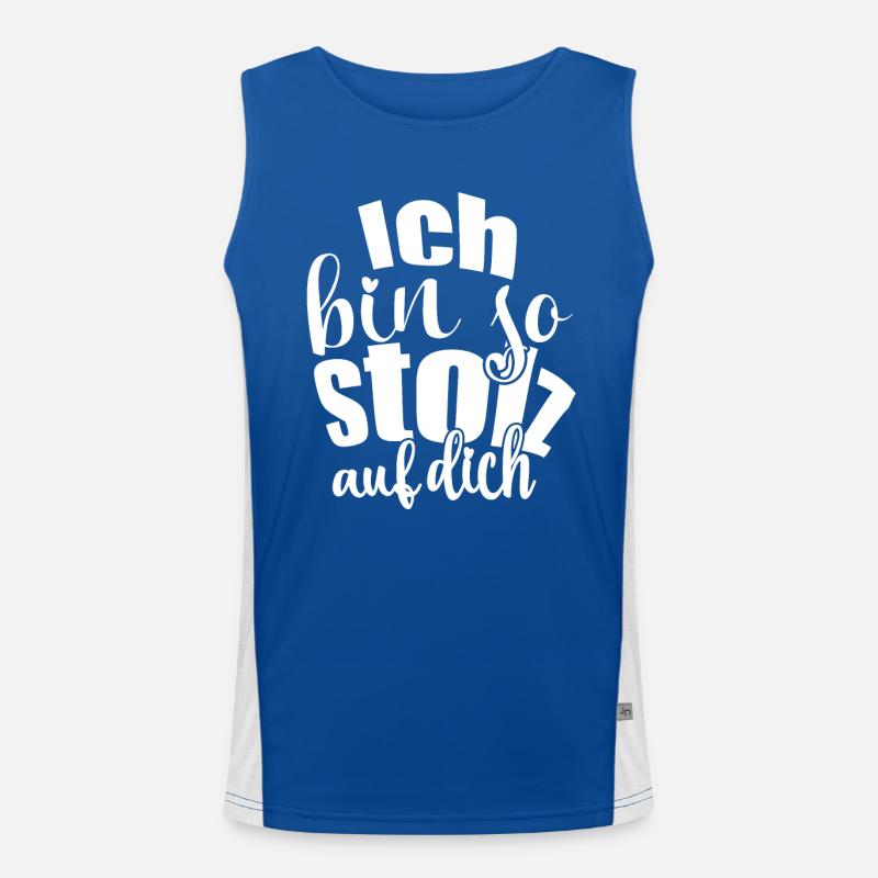 Ich bin so stolz auf dich Spruch Anerkennung Funktionelles Kontrast-Tank Top für Männer 