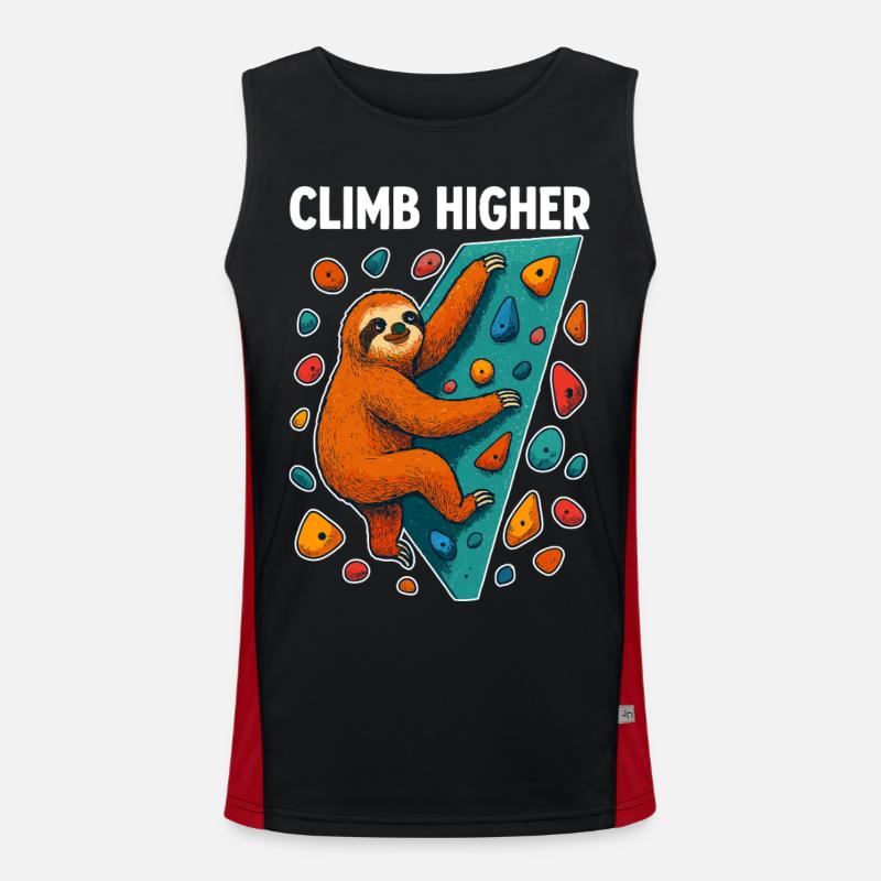 Bouldering Sloth Climbing Gift - Men's Functional Contrast Tank Top  - black/red