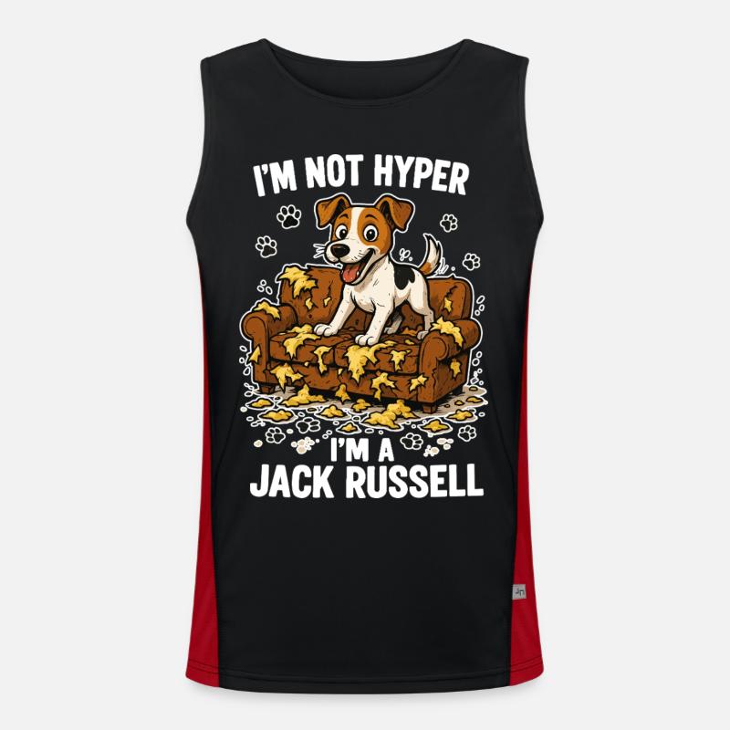 Jack Russell Terrier Funny Hyperactive Gift - Men's Functional Contrast Tank Top - black/red