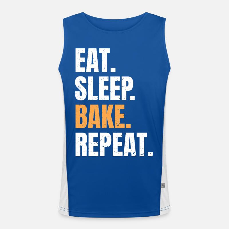 Eat Sleep Bake Repeat Baking Baker Profession Hobby Men's Functional Contrast Tank Top 
