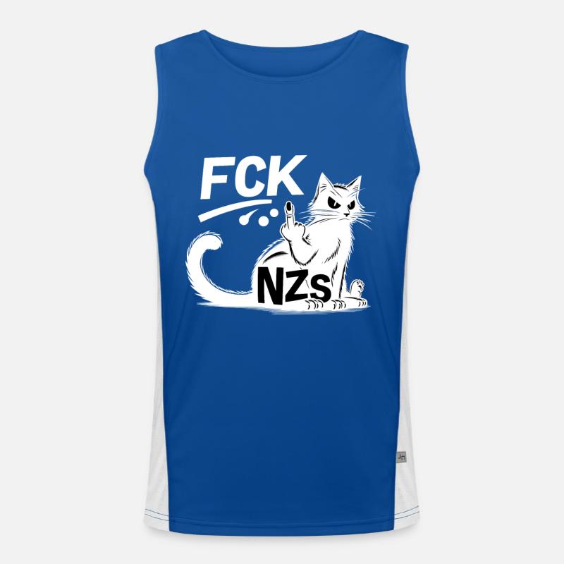 FCK NZS Statement Mit Stolzer Katze Funktionelles Kontrast-Tank Top für Männer 