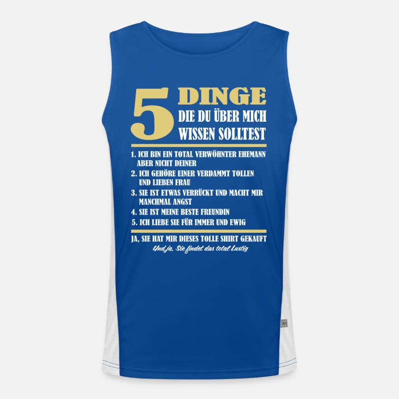 Verwöhnter Ehemann Stolzer Mann 5 Dinge Ehefrau Funktionelles Kontrast-Tank Top für Männer 
