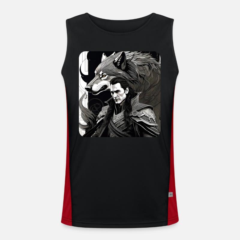 Loki with Fenri's Wolf Asgard Ragnarok Men's Functional Contrast Tank Top 