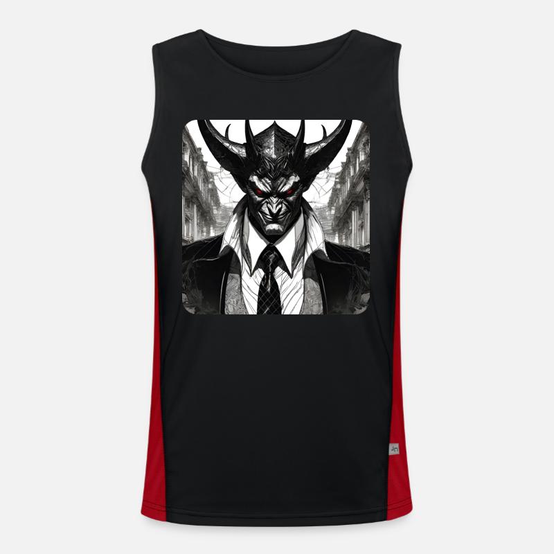 Elegant devil with suit and tie Men's Functional Contrast Tank Top 