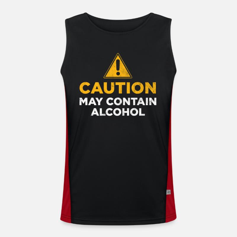 Caution may contain alcohol - Men's Functional Contrast Tank Top  - black/red