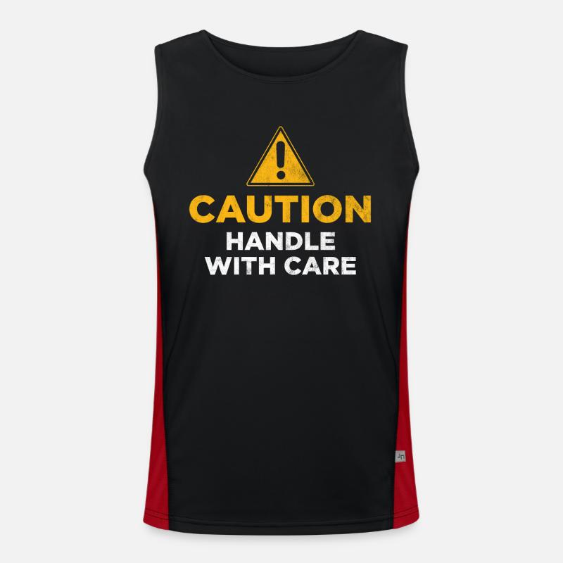 Caution Handle with care - Men's Functional Contrast Tank Top  - black/red