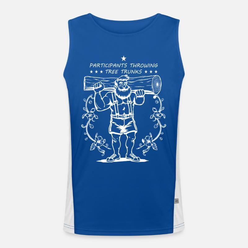 Tree trunk throwing competitors Men's Functional Contrast Tank Top 