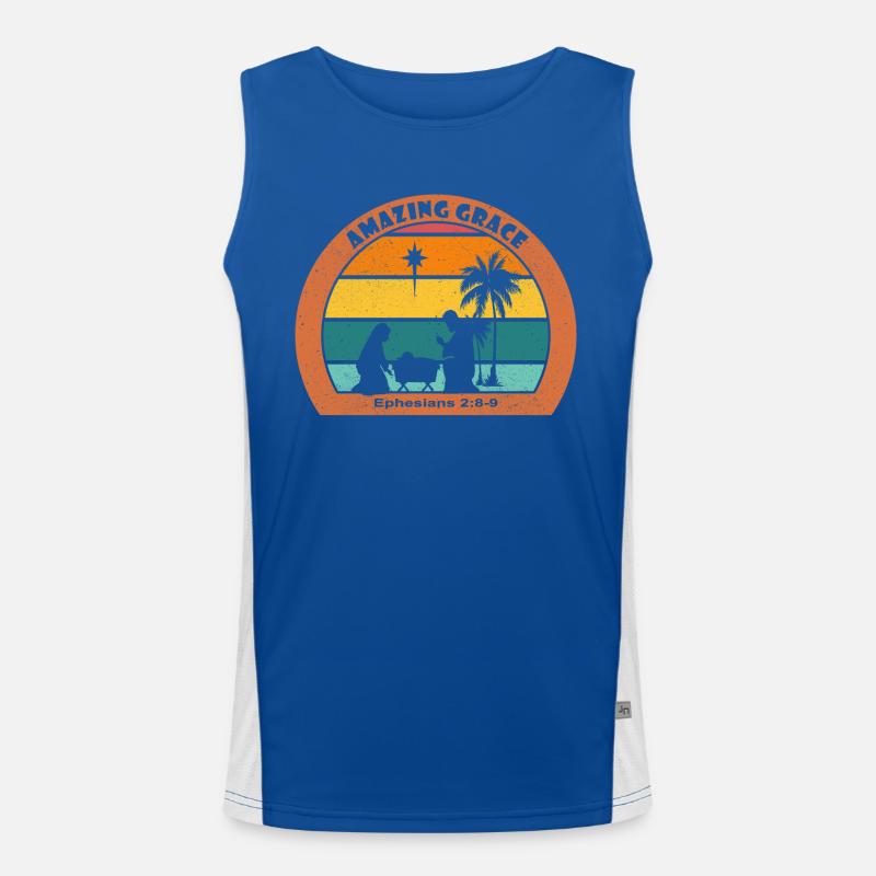 Christmas Nativity with Jesus - Grace Men's Functional Contrast Tank Top 