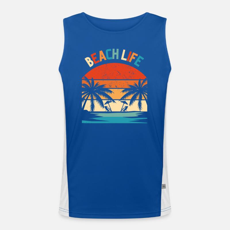 Beach Life Retro Coucher de soleil Débardeur respirant contrasté Homme 
