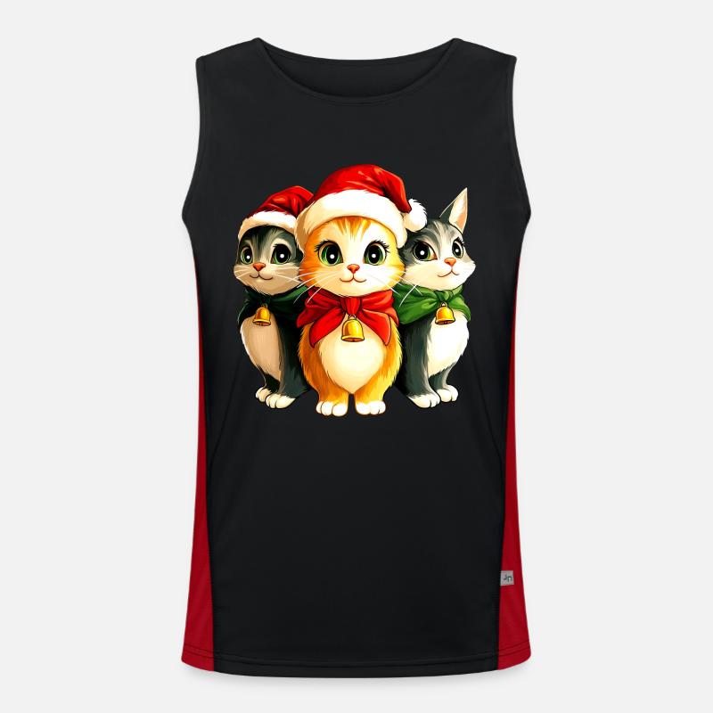 Weihnachten Kätzchen Funktionelles Kontrast-Tank Top für Männer 