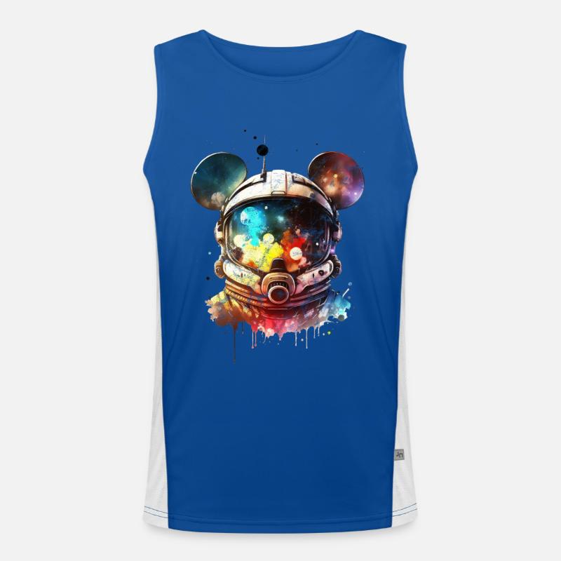 Astronaut Mouse, Helmet, Spacesuit, Space, Space Men's Functional Contrast Tank Top 