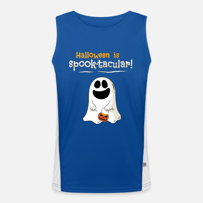 Cute ghost celebrates Happy Halloween Men's Functional Contrast Tank Top 