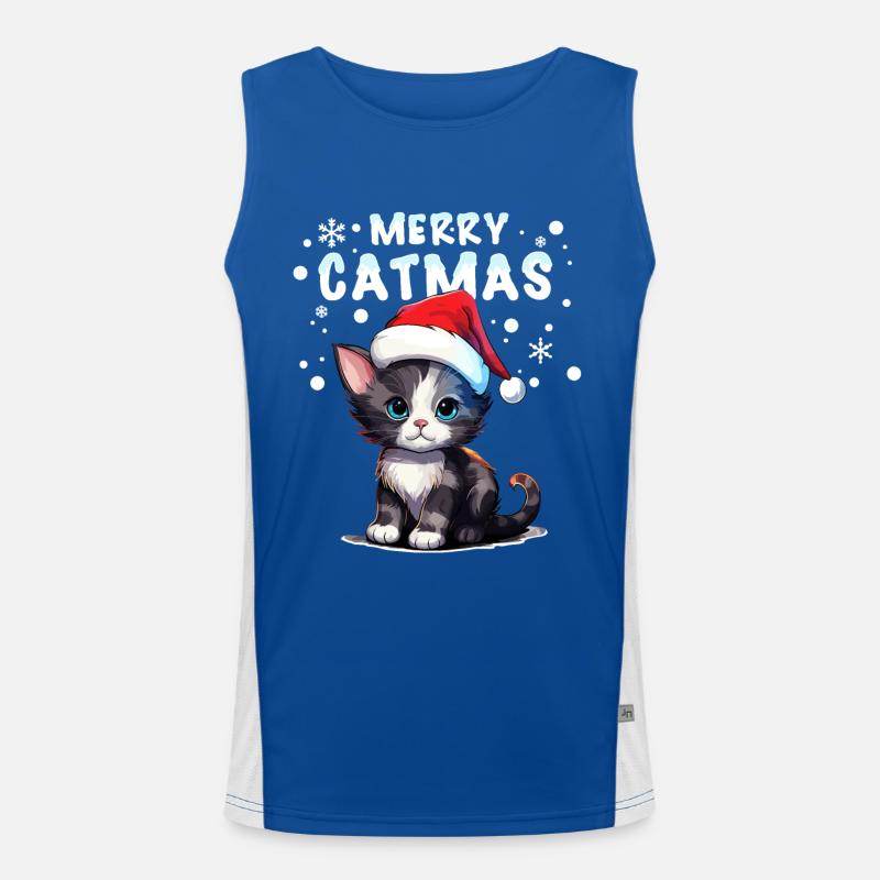 Chat mignon dans la neige célébrant Noël Débardeur respirant contrasté Homme 