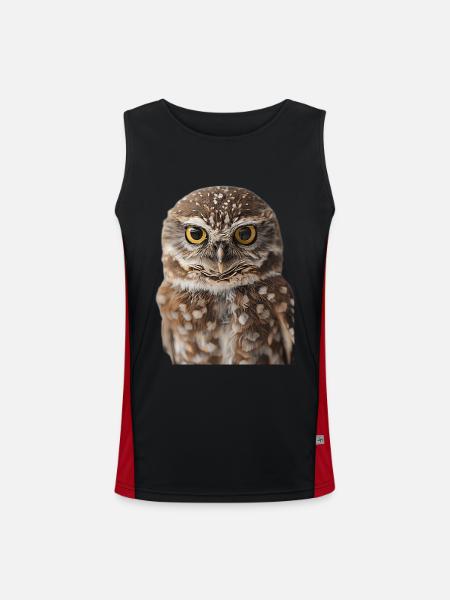 Eule - Funktionelles Kontrast-Tank Top für Männer - Schwarz/Rot