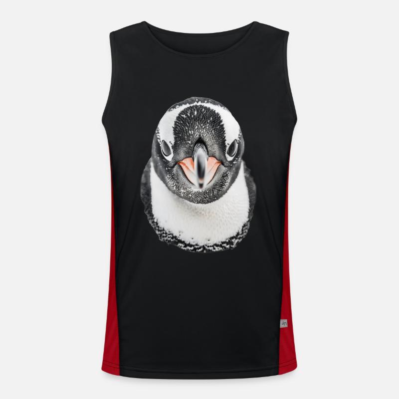 Pinguin - Funktionelles Kontrast-Tank Top für Männer  - Schwarz/Rot