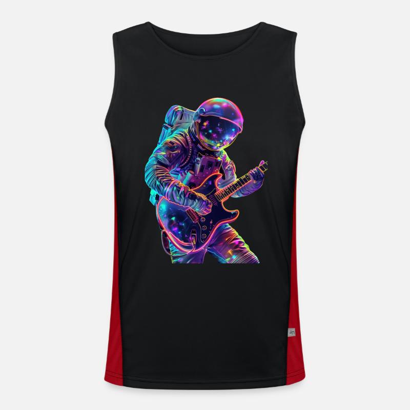 Astronaut Gitarre Funktionelles Kontrast-Tank Top für Männer 