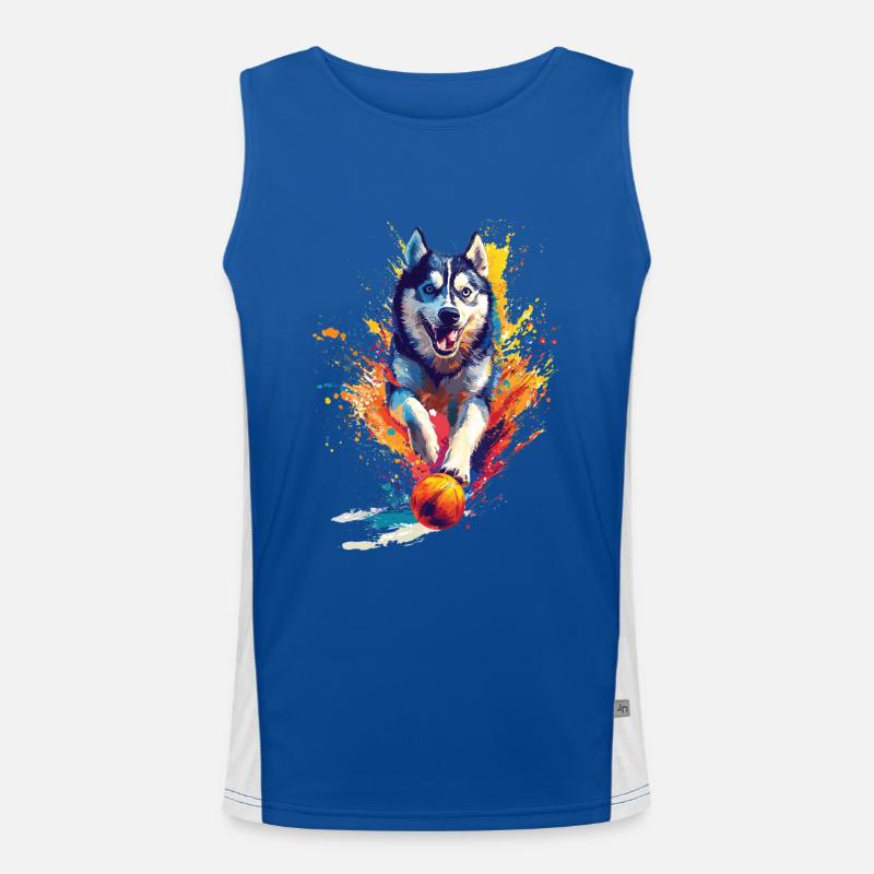 Sibirischer Husky Funktionelles Kontrast-Tank Top für Männer 