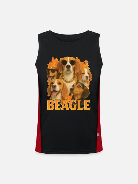 Beagle - Funktionelles Kontrast-Tank Top für Männer  - Schwarz/Rot