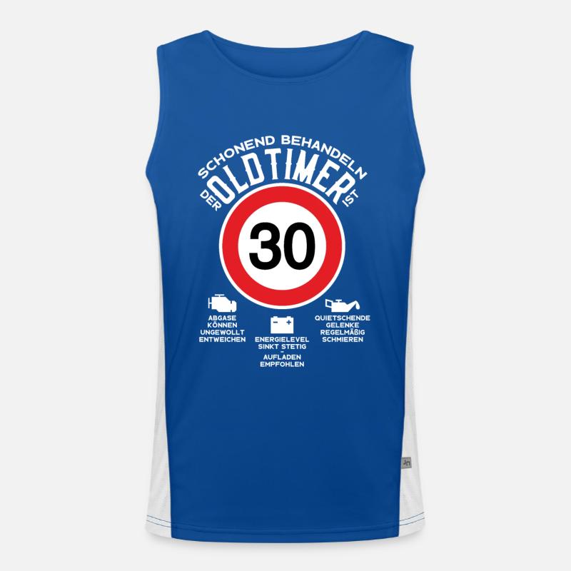 SCHONEND BEHANDELN 30. GEBURTSTAG OLDTIMER Funktionelles Kontrast-Tank Top für Männer 