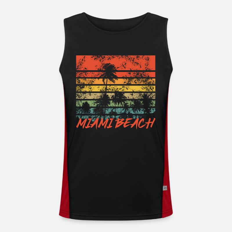 Palm trees Retro Miami Beach Men's Functional Contrast Tank Top 