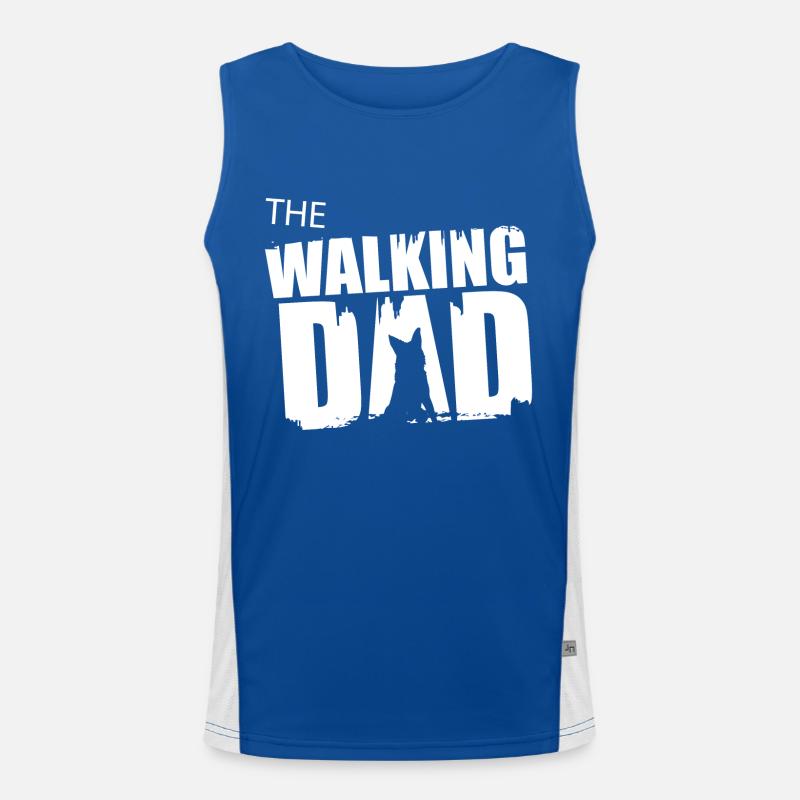 German Shepherd Walking Dad Gift Idea Father Gassi Men's Functional Contrast Tank Top 