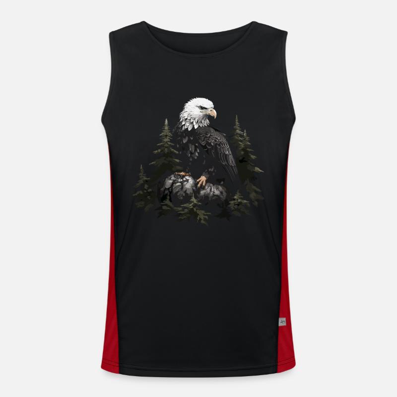 Bald Eagle Eagle Bird Animal Forest - Men's Functional Contrast Tank Top  - black/red