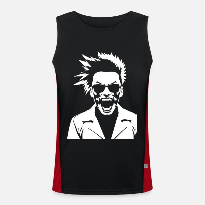 Screaming Punkrocker with Mohican Anarchy Punk Men's Functional Contrast Tank Top 