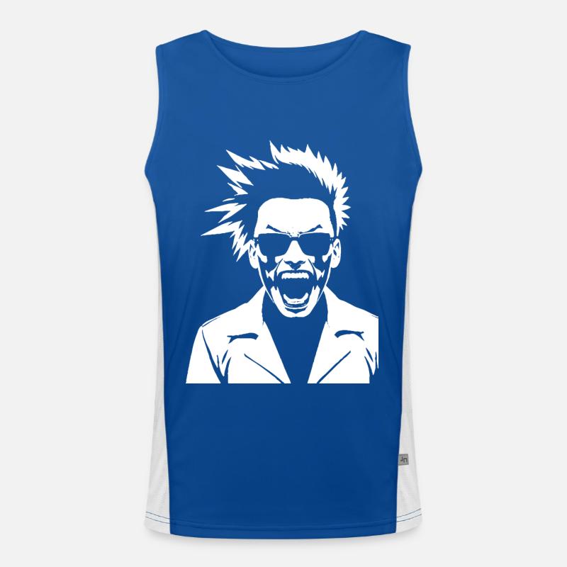 Screaming Punkrocker with Mohican Anarchy Punk Men's Functional Contrast Tank Top 