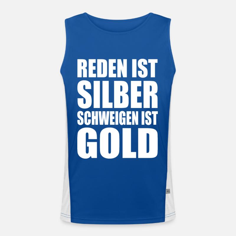 reden ist silber schweigen ist gold Funktionelles Kontrast-Tank Top für Männer 