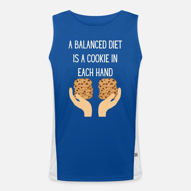 Une alimentation équilibrée est un biscuit dans chaque main Débardeur respirant contrasté Homme 