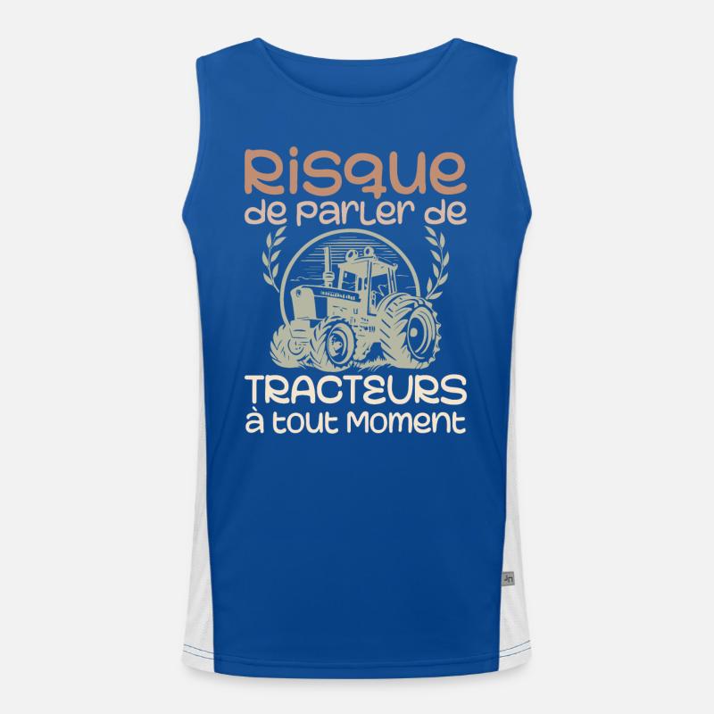 Risk of talking about tractors at any time Men's Functional Contrast Tank Top 