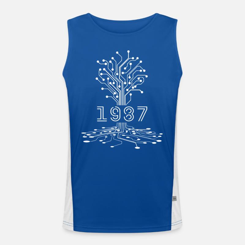 1987 Gaming Birthday Gift, 1987 Gamer Gift Men's Functional Contrast Tank Top 