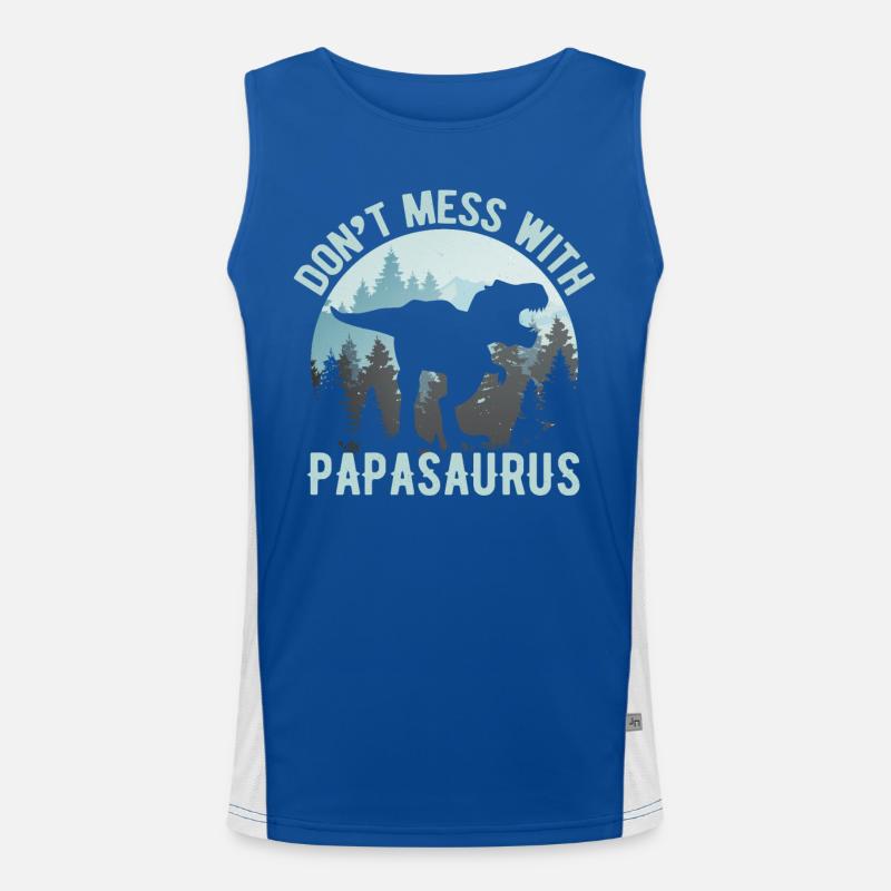 Papasaurus Dino T-Rex Lustiges Vatertag Geschenk Funktionelles Kontrast-Tank Top für Männer 