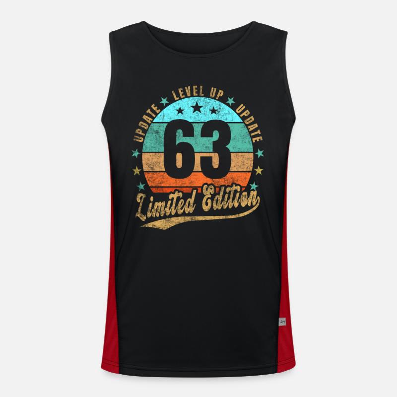 Update Level Up 63 Jahre Limited Edition Retro Funktionelles Kontrast-Tank Top für Männer 