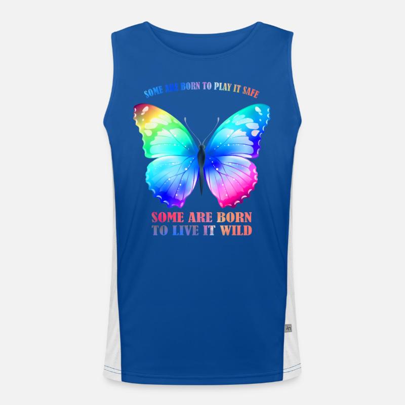 Butterfly Rainbow - Regenbogen Schmetterling Grafik Funktionelles Kontrast-Tank Top für Männer 