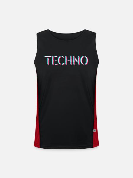 Techno Rave Festival Electro Musik Raver - Funktionelles Kontrast-Tank Top für Männer  - Schwarz/Rot - Vorne