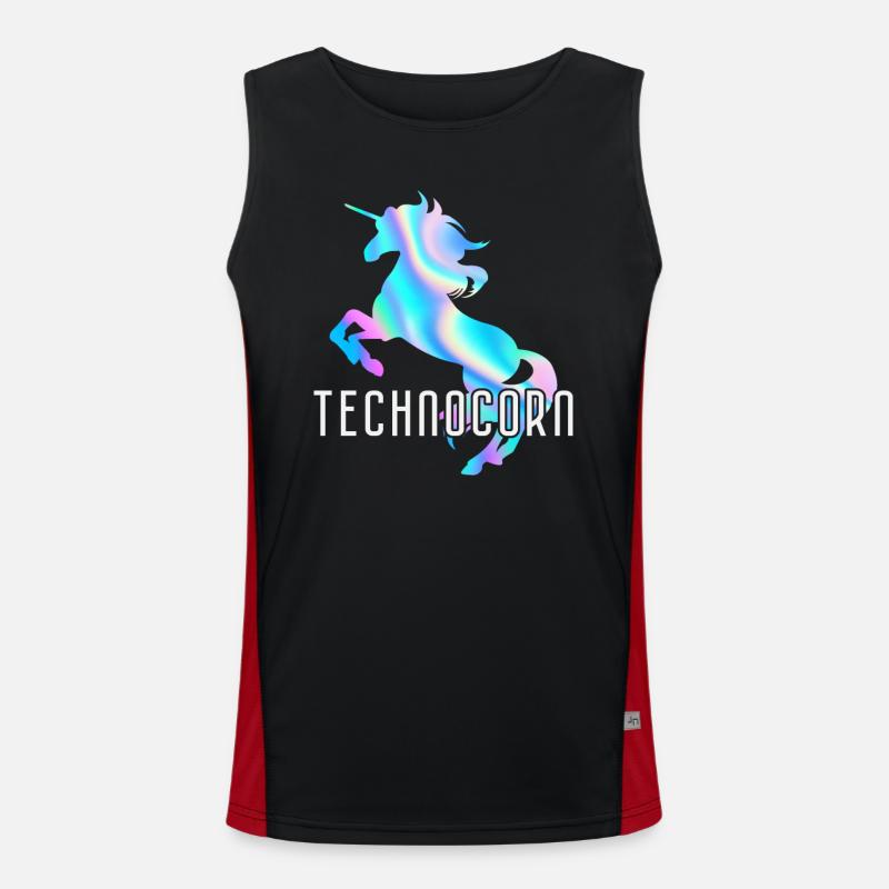 Technocorn Techno Rave Festival Electro Raver Funktionelles Kontrast-Tank Top für Männer 