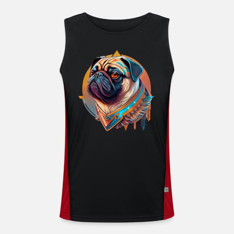 Niedlicher Mops Funktionelles Kontrast-Tank Top für Männer 