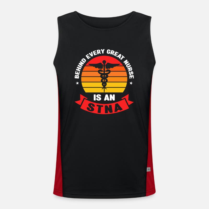 STNA Certified Nursing Assistant - Men's Functional Contrast Tank Top  - black/red