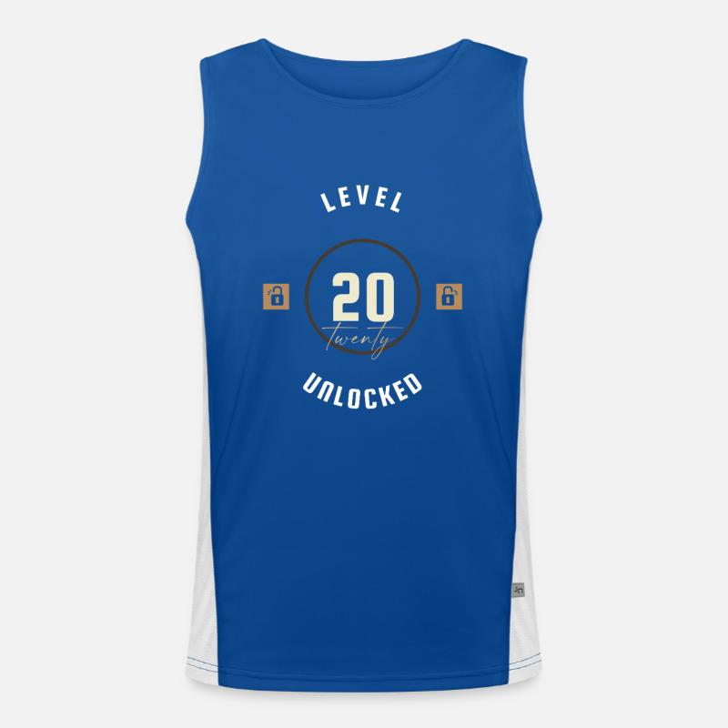 20. Geburtstag Level twenty unlocked, Geschenk Funktionelles Kontrast-Tank Top für Männer 