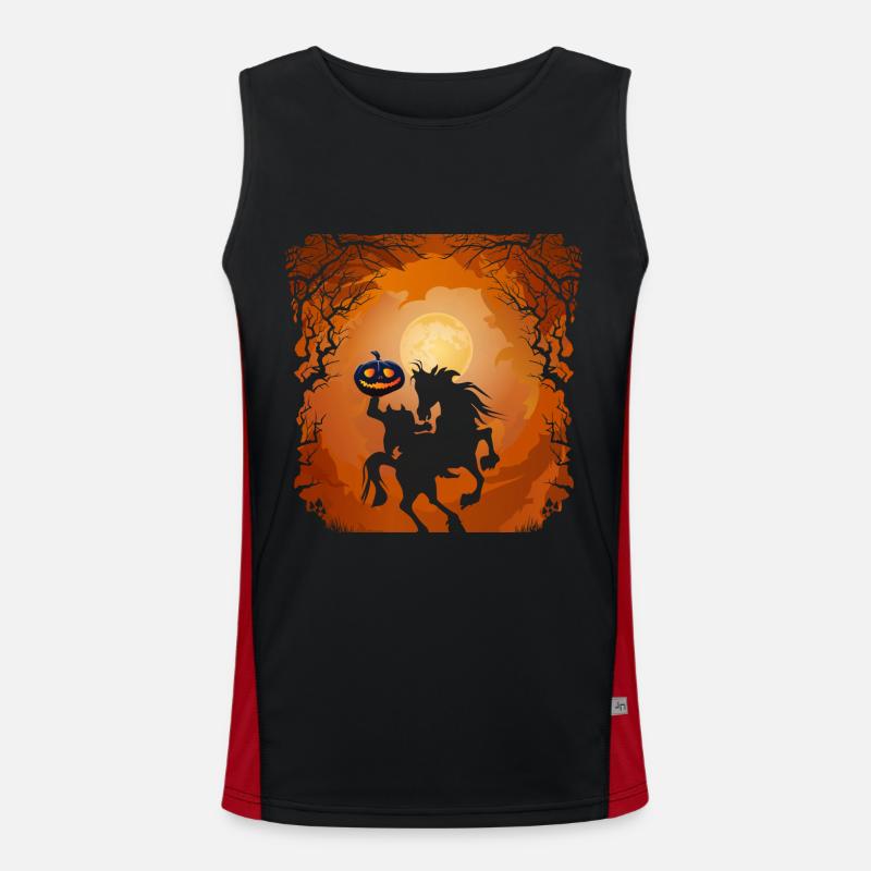 Halloween Scary Pumpkin Headless Horseman Men's Functional Contrast Tank Top 