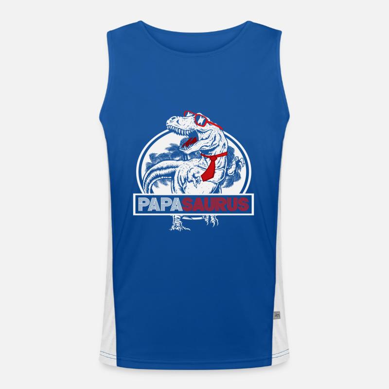 Papasaurus Vatertag Dinosaurier T-Rex Geschenkidee Funktionelles Kontrast-Tank Top für Männer 