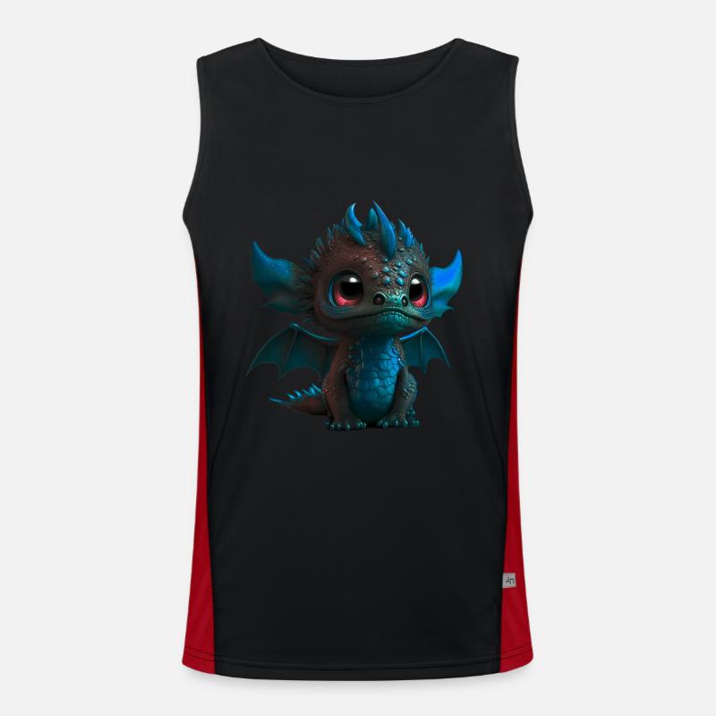 Bébé Dragon Bleu | Mignon bébé dragon bleu Débardeur respirant contrasté Homme 