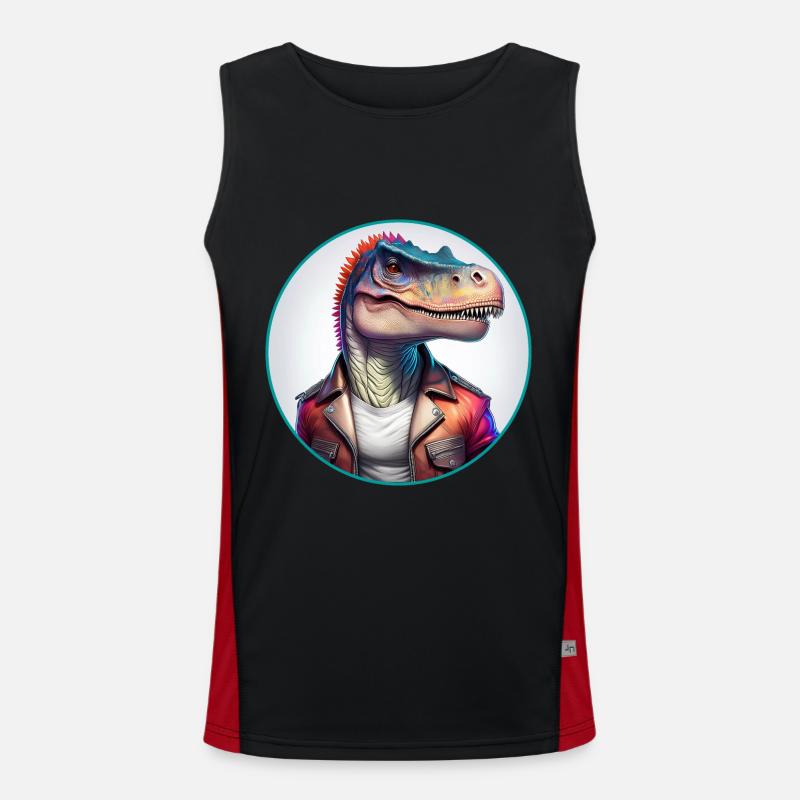 Dinosaurier Lederjacke Funktionelles Kontrast-Tank Top für Männer 