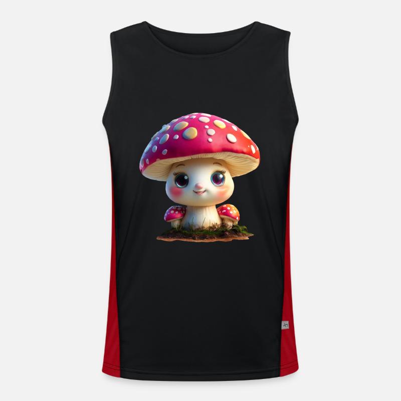 cute toadstool - Men's Functional Contrast Tank Top  - black/red