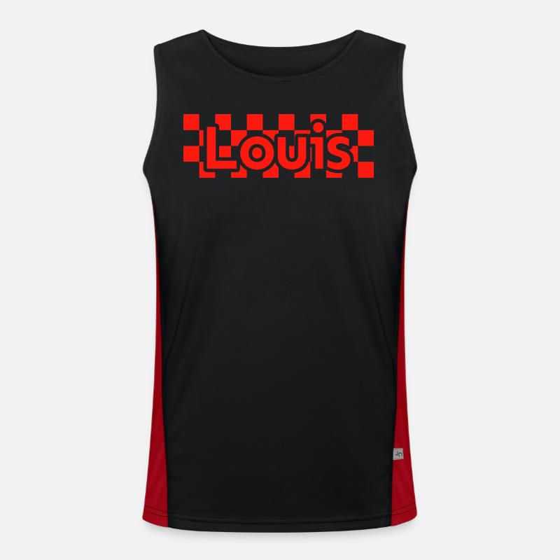 Checkerboard Text First Name Man Last Name Louis Men's Functional Contrast Tank Top 